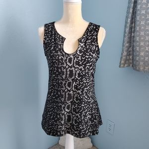 White House Black Market silver metallic snake tank A31